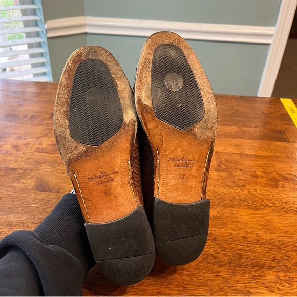 Martin Dingman men’s Made in Italy brown leather woven loafers size 11 - Picture 8 of 11
